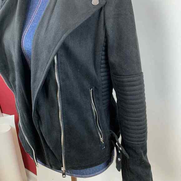 YMI Faux Suede Black Moto Jacket Asymmetrical Zipper sm - Picture 6 of 8